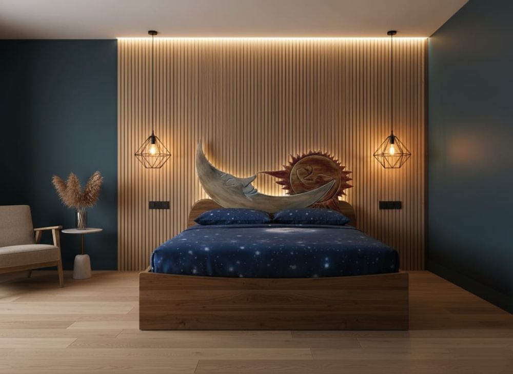 Letto sole e luna con comodini